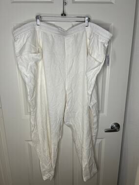 Old Navy Women's Linen Blend Elastic Waist Drawstring Pants Ivory NEW ~ Size 4X